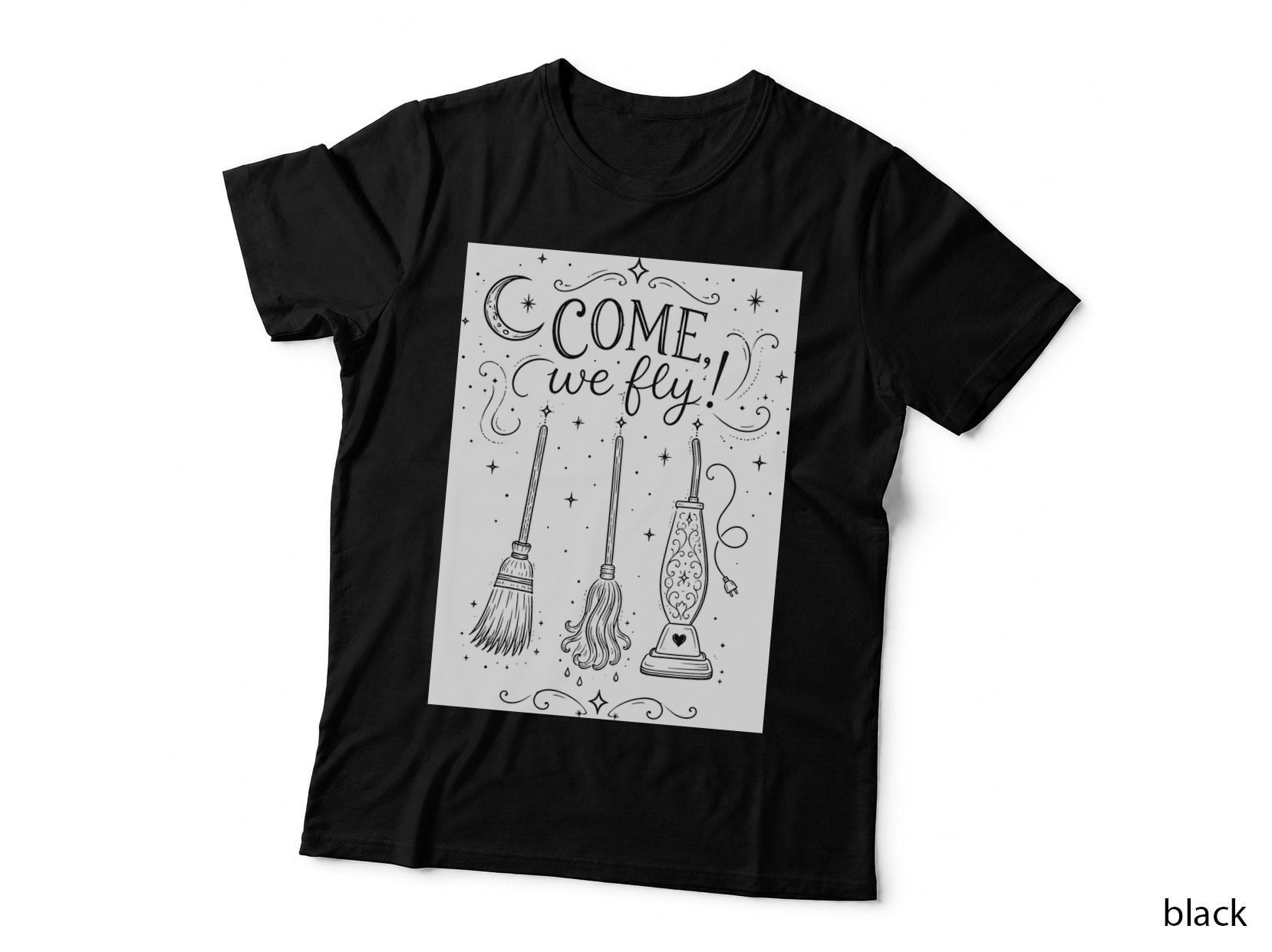 Come We Fly Witch Brooms T-Shirt Witchy Halloween Broomstick Coven Moon Gift