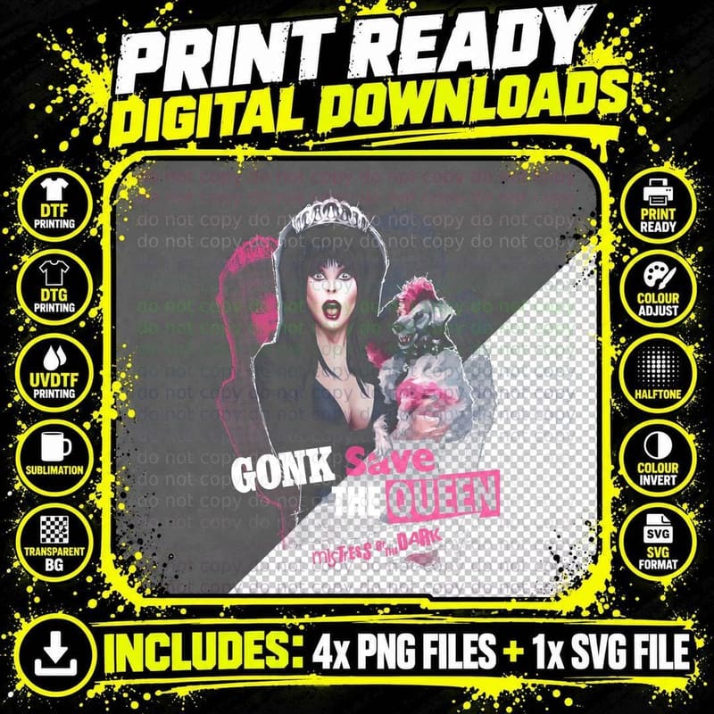 Conk Save the Queen T-Shirt, Dark Gothic Apparel Png SVG Digital Bundle