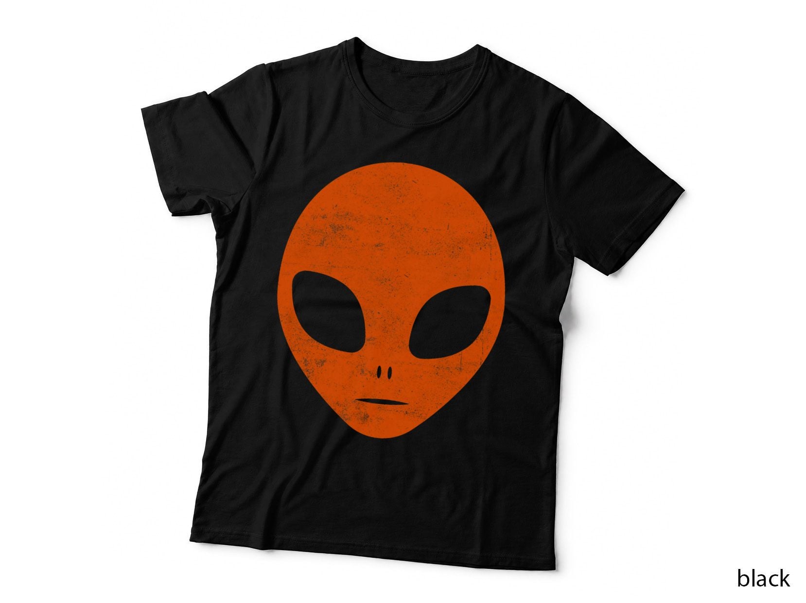Cool Orange Alien Head Halloween Space UFO Extraterrestrial T-Shirt