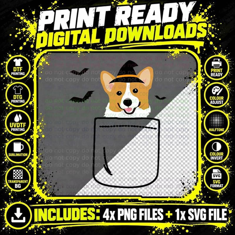 Corgi in Your Front Pocket T-Shirt Funny Halloween Png SVG Digital Bundle