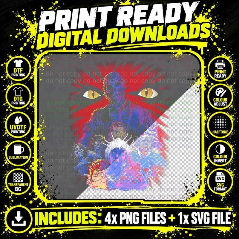Cosmic Horror Creature Halftone T-Shirt Png SVG Digital Bundle