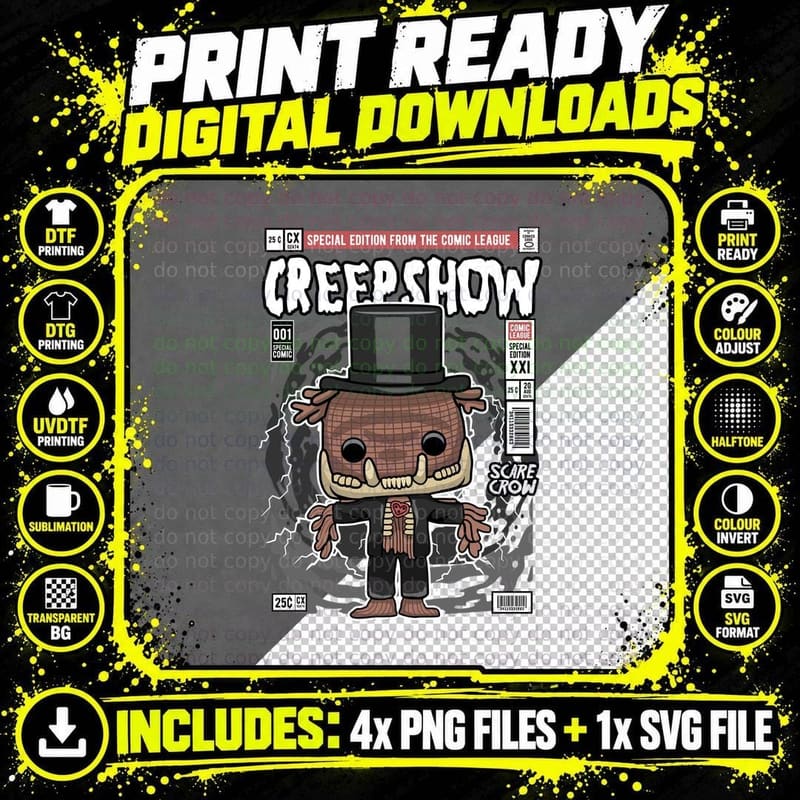 Creepshow Scarecrow T-Shirt, Horror Comic Style Png SVG Digital Bundle