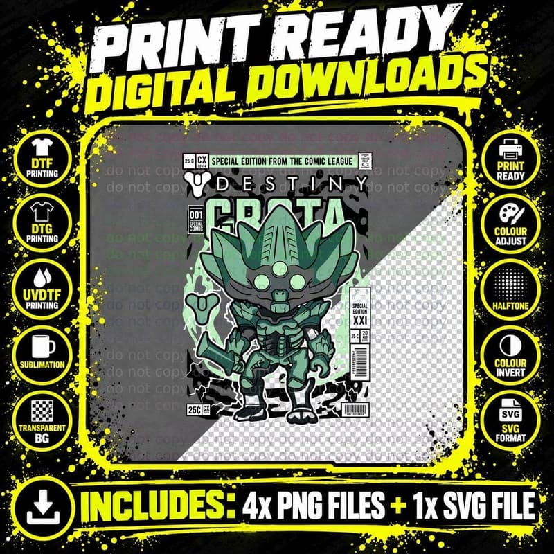 Crota Destiny T-Shirt, Comic League Art Png SVG Digital Bundle