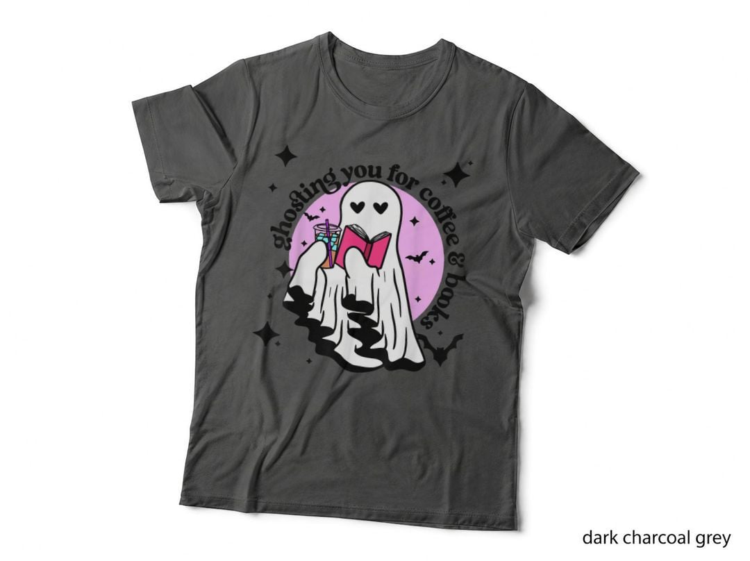 Cute Books Halloween Ghost Ghosting You for Coffee and Books T-Shirt