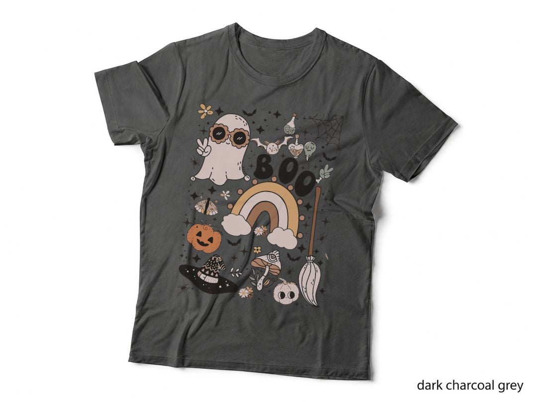 Cute Ghost Boo, S Witch Hat Pumpkin Happy Halloween Men Women T-Shirt