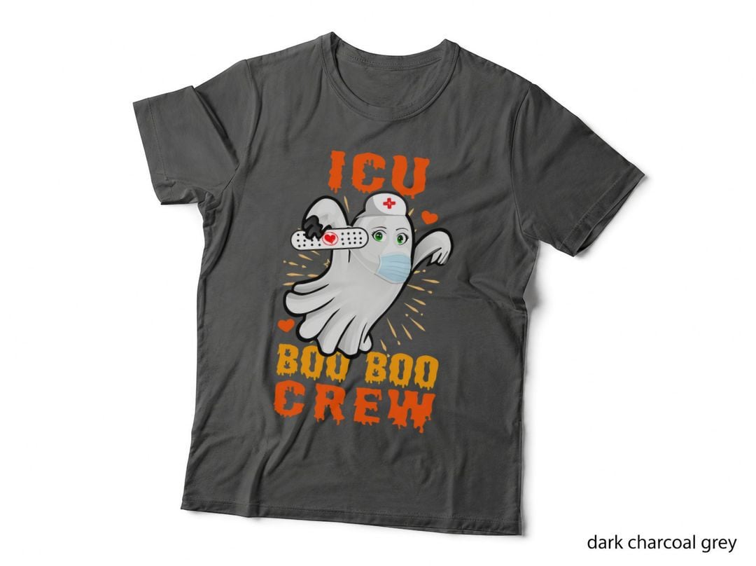 Cute Ghost Halloween ICU Boo Boo Crew Nurse Gift Women Girls T-Shirt