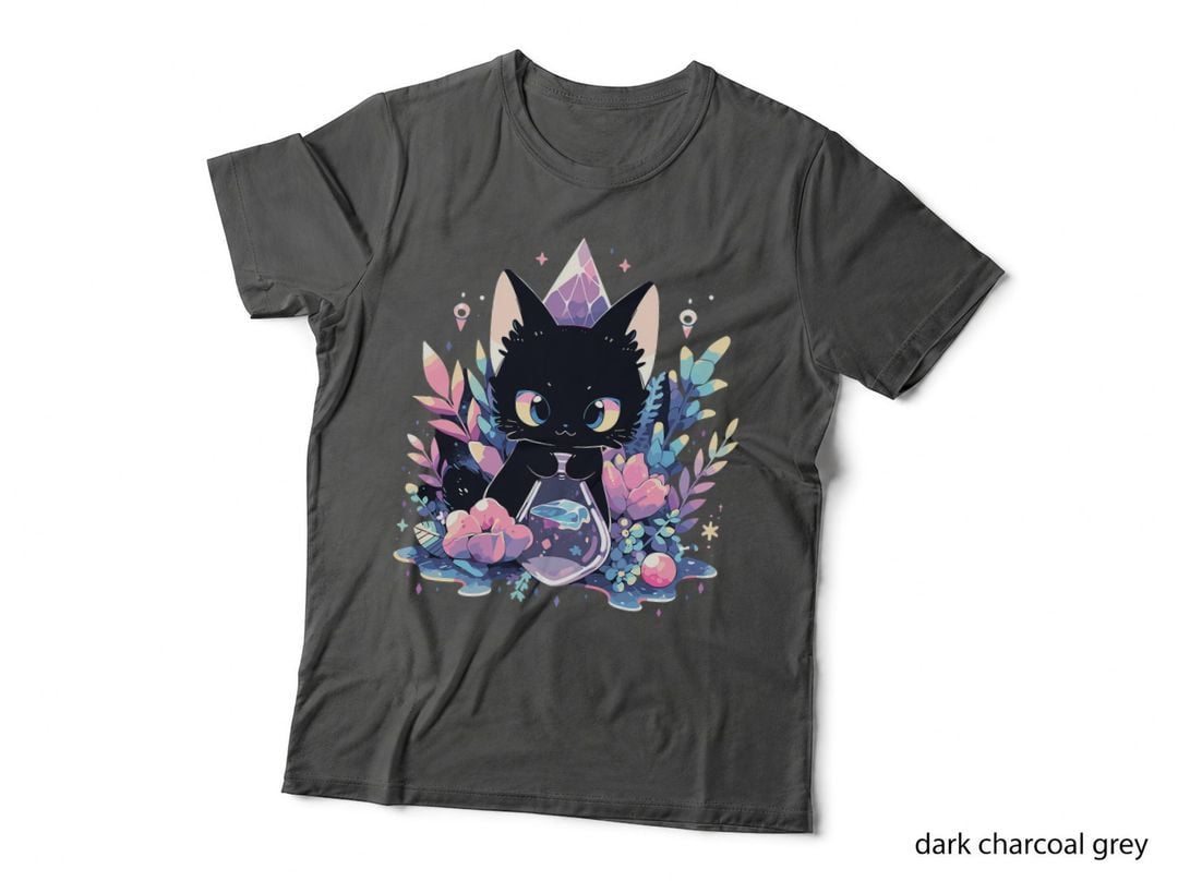 Cute Kawaii Witch Black Cat Crystal Alchemy Pastel Goth T-Shirt