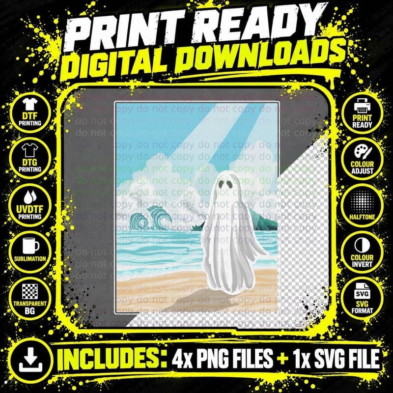 Cute Sheet Ghost Beach Aesthetic Sad Goth Summer Vibe Png SVG Digital Bundle