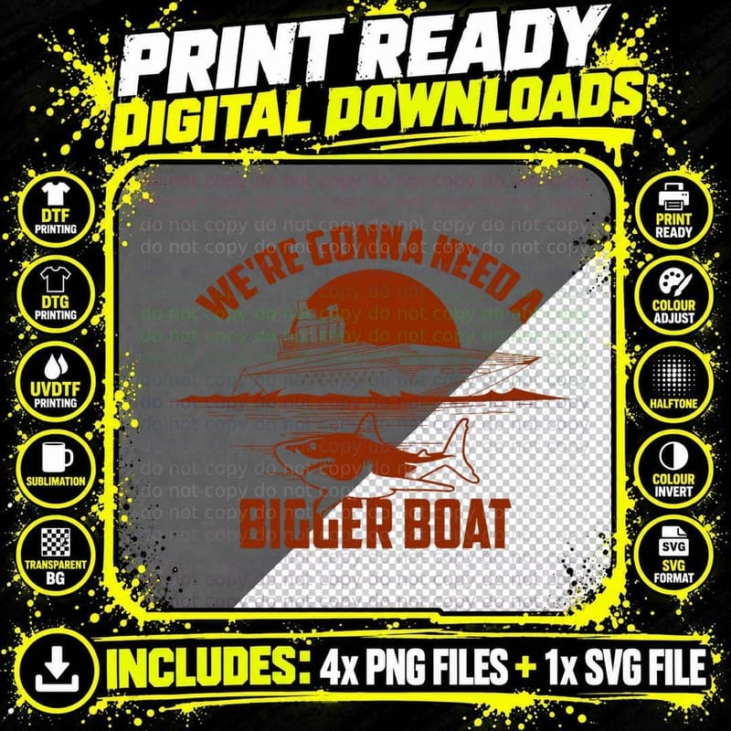 Cute Unique We're Gonna Need a Bigger Boat Shirt Gift Png SVG Digital Bundle