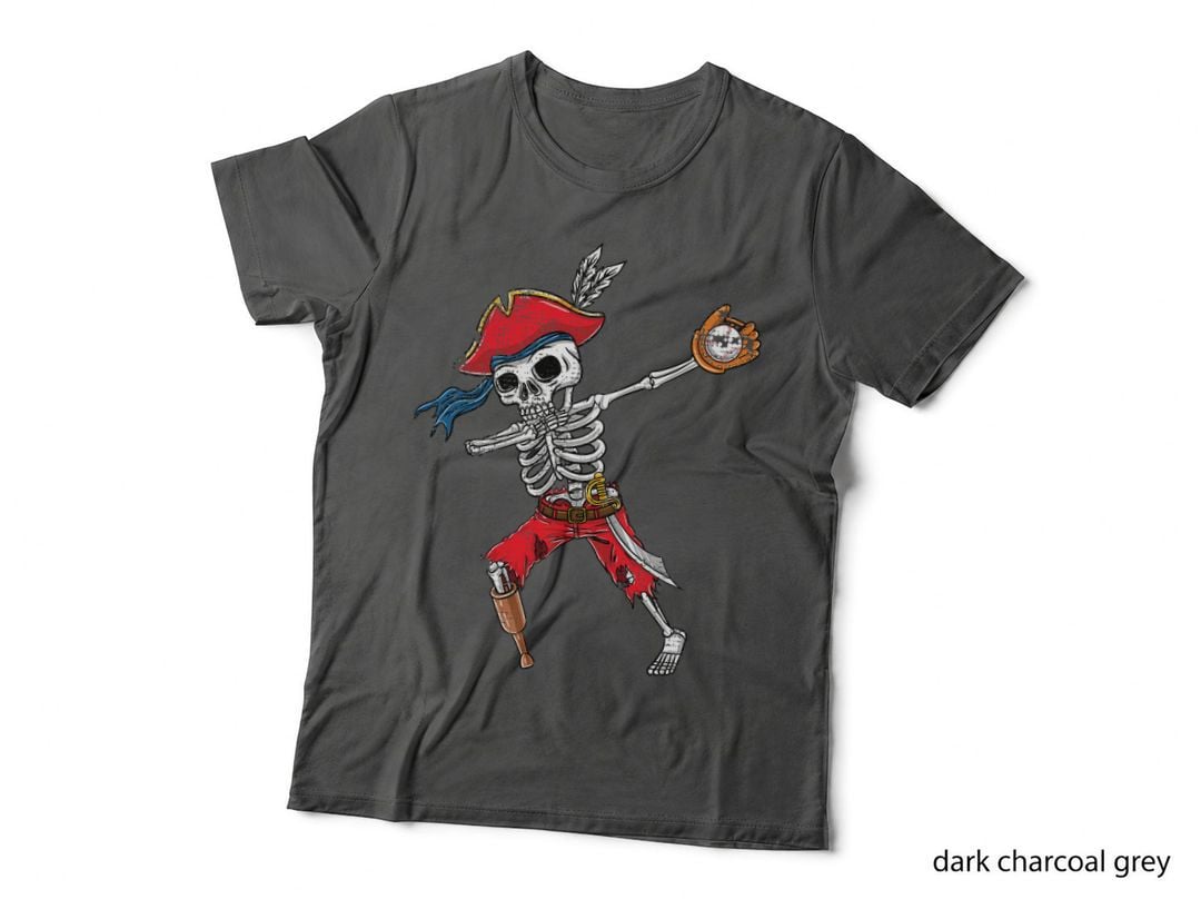 Dabbing Skeleton Baseball Pirate Vintage T-Shirt