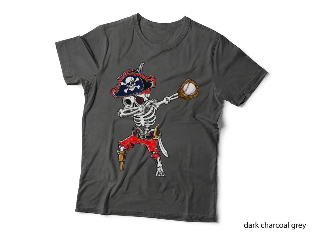 Dabbing Skeleton Pirate & Baseball Ball Halloween Costume T-Shirt