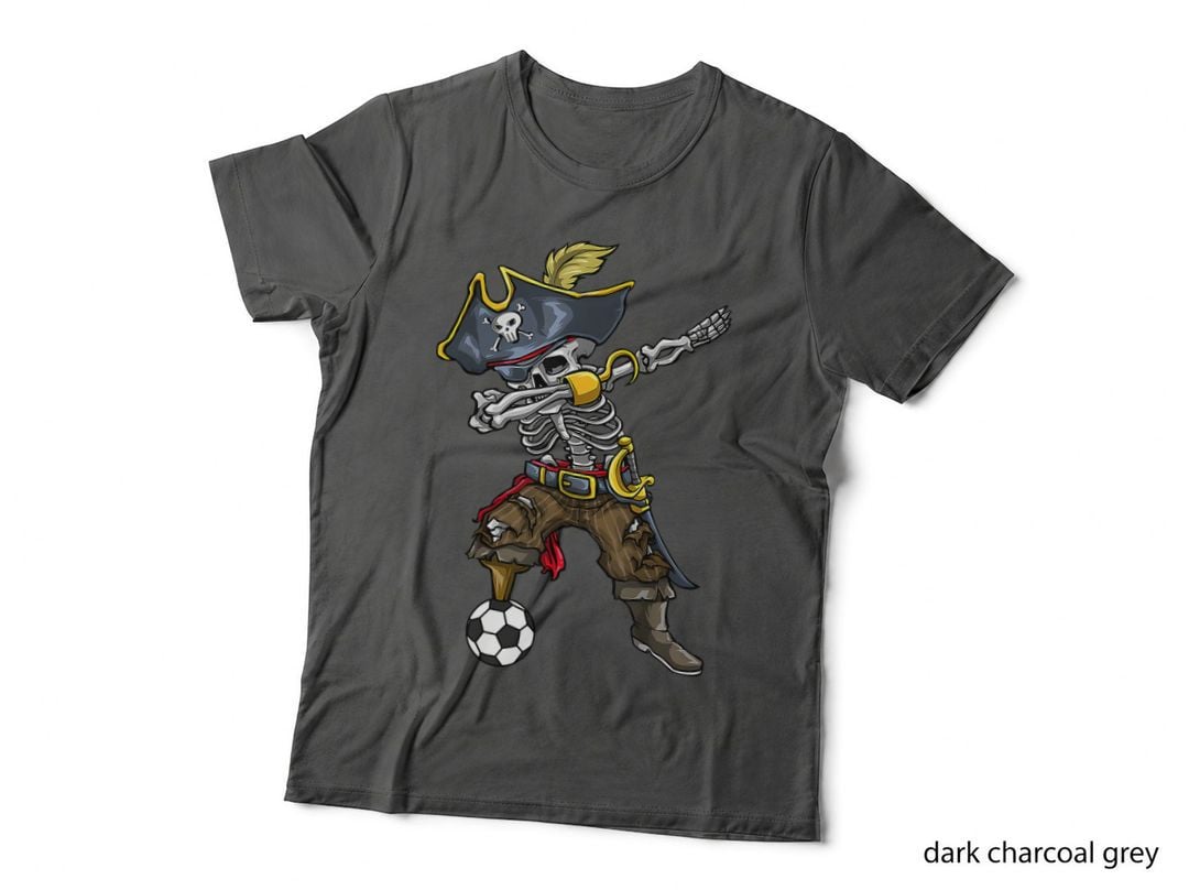 Dabbing Skeleton Pirate Soccer Lover Halloween Costume T-Shirt
