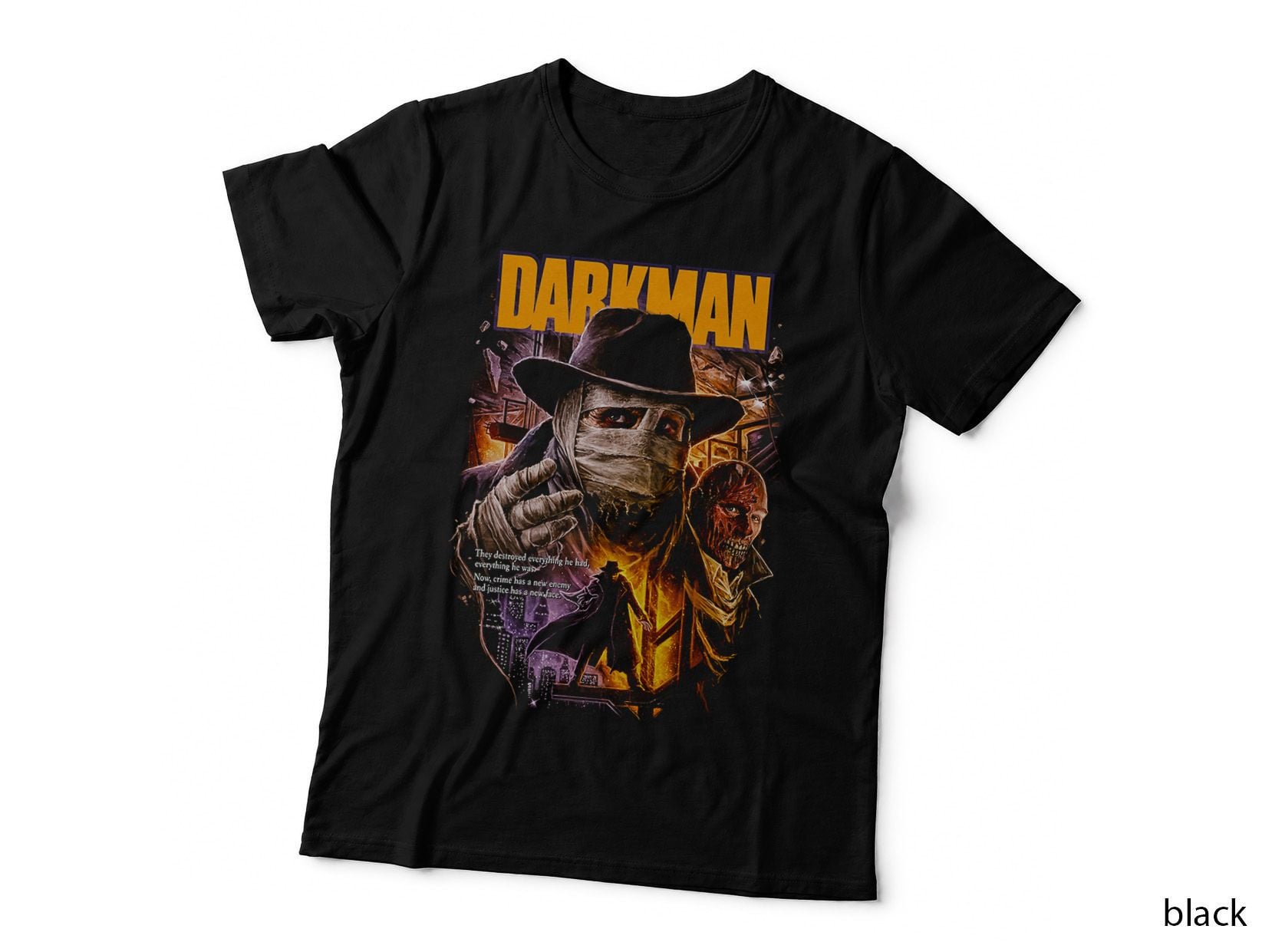Darkman T-Shirt, Masked Avenger Halftone, Retro Action Horror