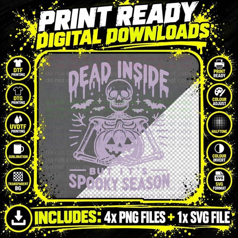 Dead Inside but Its Spooky Season, Minimalist Png SVG Digital Bundle