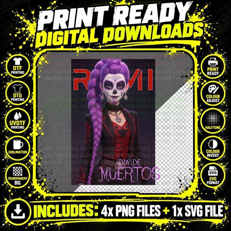 Dia De Muertos Sugar Skull T-Shirt Png SVG Digital Bundle