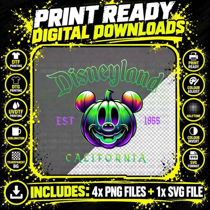 Disneyland Halloween Pumpkin T-Shirt, Theme Park Fan Art Png SVG Digital Bundle