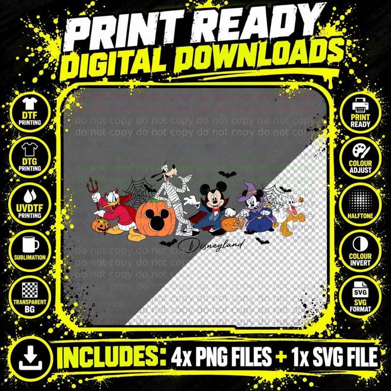Disneyland Mickey and Friends Halloween T-Shirt Png SVG Digital Bundle