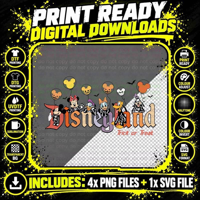 Disneyland Skeleton T-Shirt, Halloween Costume Apparel Png SVG Digital Bundle