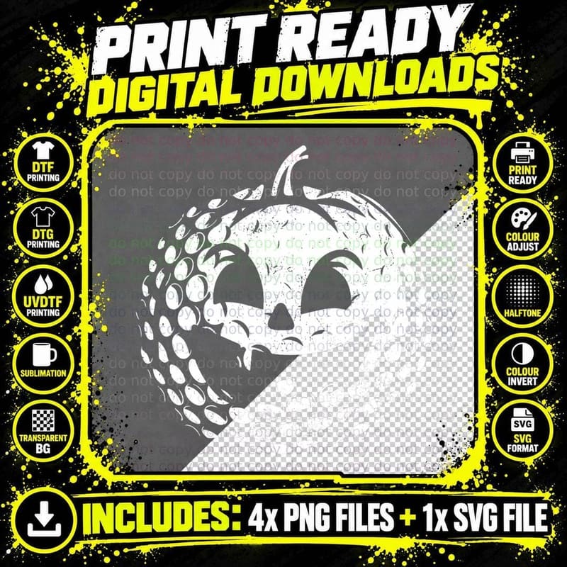Distressed Pumpkin Golf Halloween Golf Player Png SVG Digital Bundle