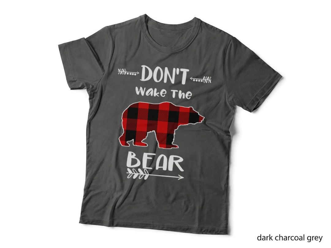 Don't Wake the Bear Black & Red Buffalo Plaid Bear, Funny Animal T-Shirt