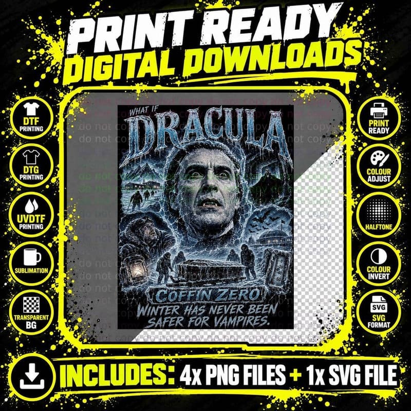 Dracula Antarctica Vintage Horror Frozen Gothic Vampire Png SVG Digital Bundle