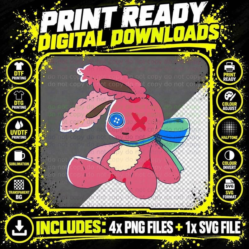 Easter Rabbit Goth Cute Kawaii Bunny for Girls Png SVG Digital Bundle