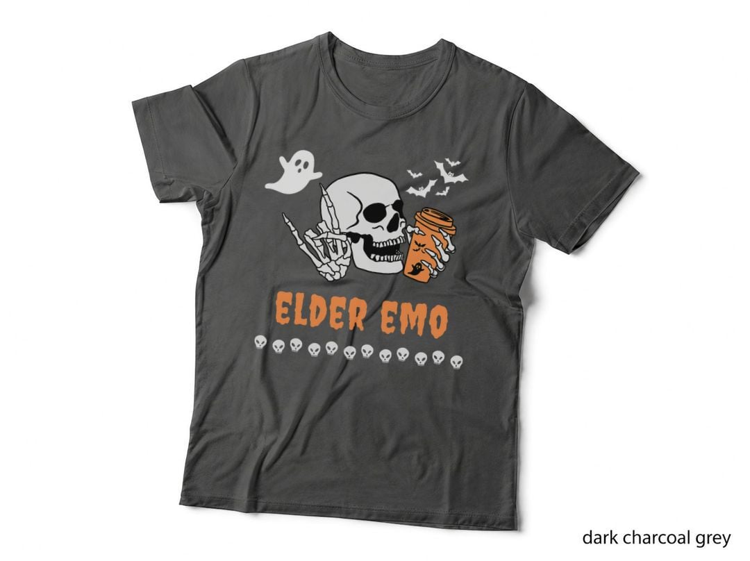 Elder Emo Halloween Goth Sarcasm Gothic Funny Coffee Drinker T-Shirt