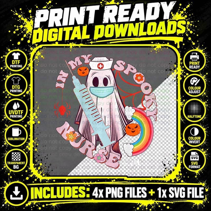 Er Nurse Emergency Room Nursing Halloween Ghost Spooky Png SVG Digital Bundle