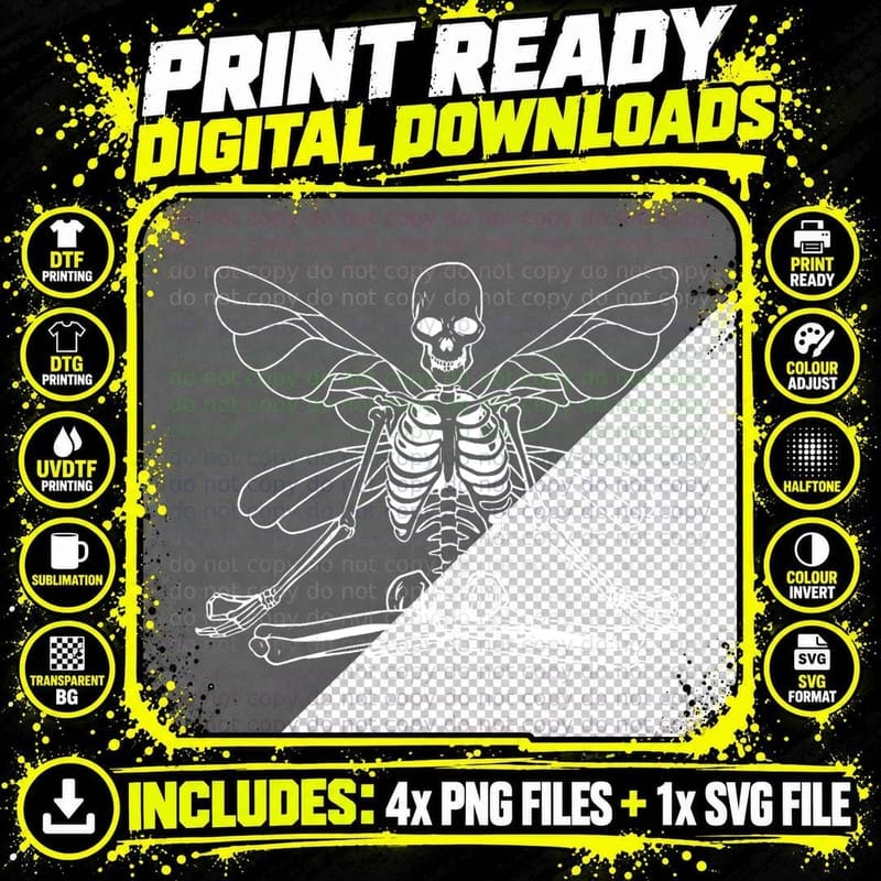Fairycore Aesthetic Grunge Fairy Skeleton Yoga Png SVG Digital Bundle