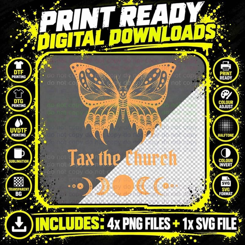 Feminism Rights Tax the Church Goth Halloween T-Shirt Png SVG Digital Bundle