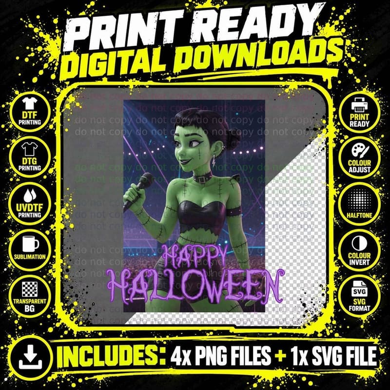 Frankenstein Halloween Costume T-Shirt Png SVG Digital Bundle