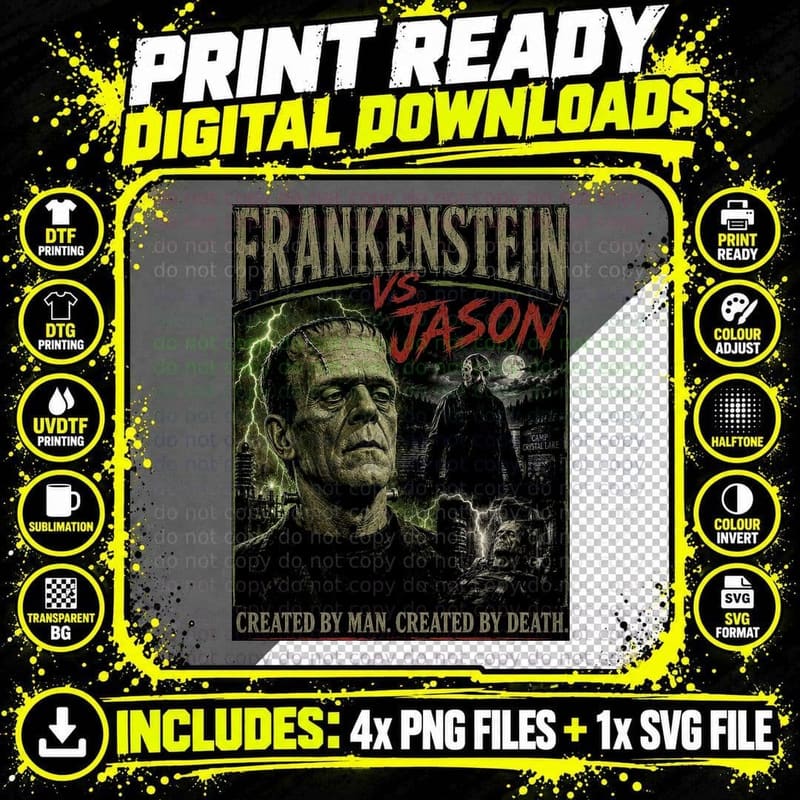 Frankenstein Jason Voorhees Vintage Horror Classic Png SVG Digital Bundle
