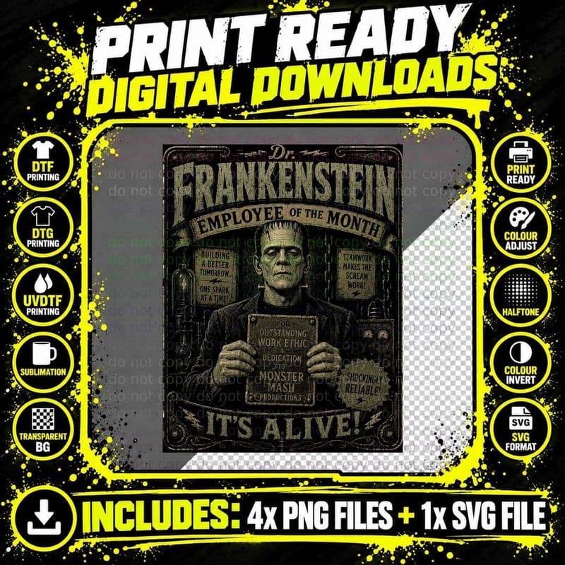 Frankenstein Vintage Need a Boost Jumper Cables Car Png SVG Digital Bundle