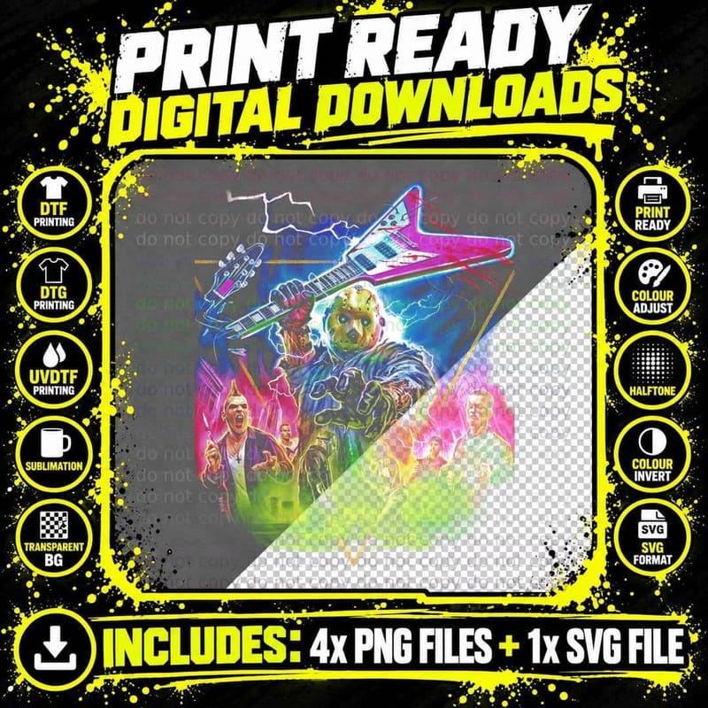 Friday the 13th Jason Halftone T-Shirt Png SVG Digital Bundle