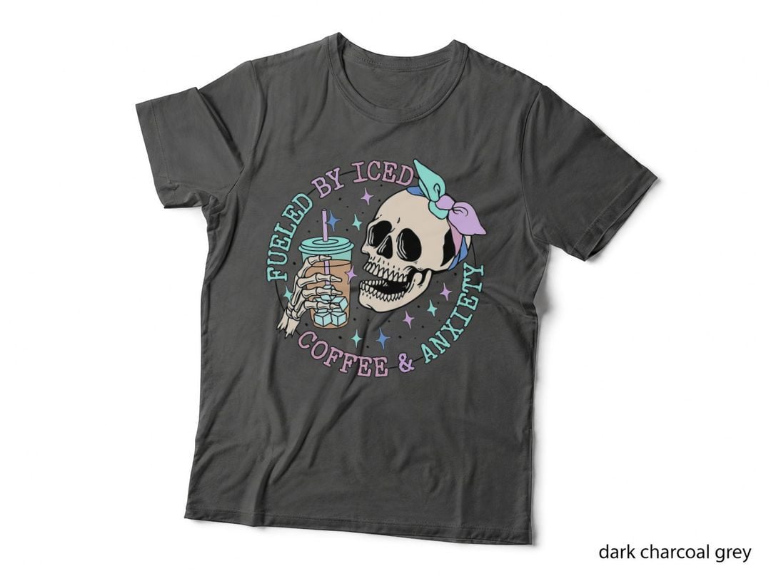 Fueled by Iced Coffee and Anxiety Skeleton Hand Bone T-Shirt