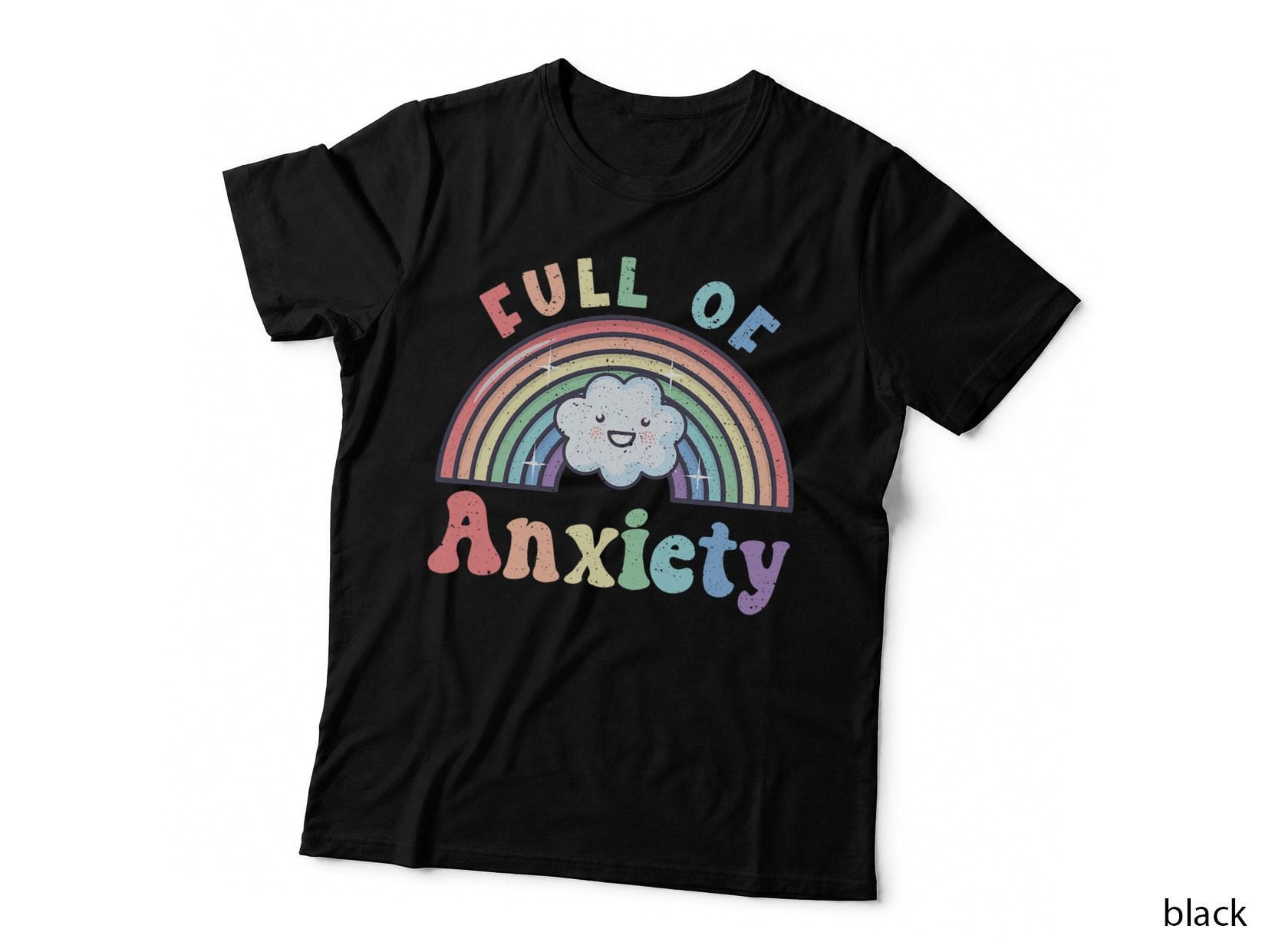 Full of Anxiety Pastel Kawaii Rainbow Goth Grunge, for Women, Cute T-Shirt