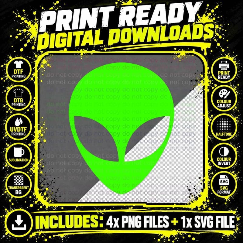 Funny Alien Head Pocket Halloween Costume Mens Gift Png SVG Digital Bundle