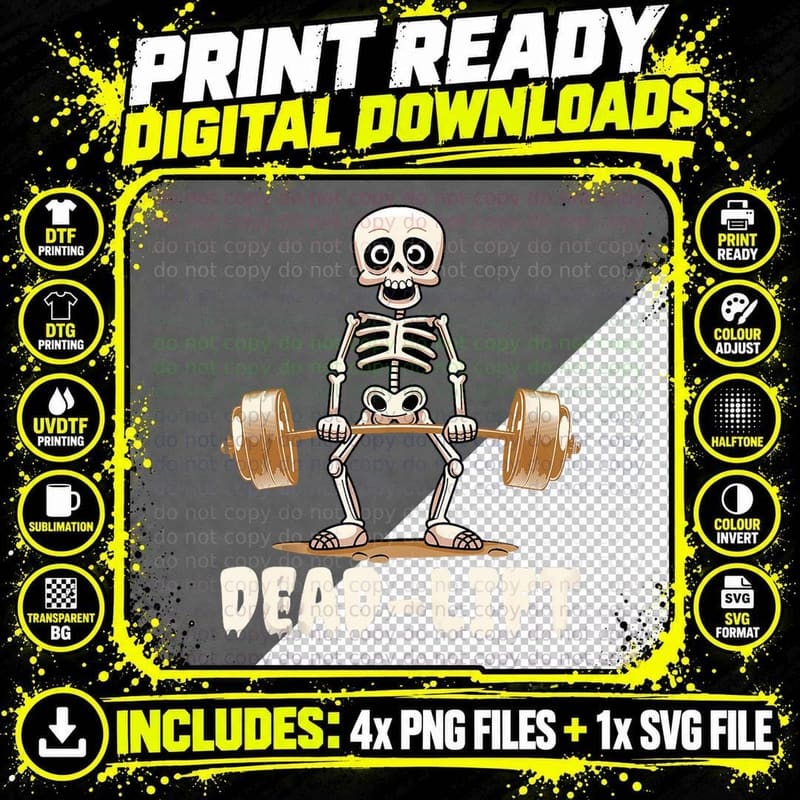 Funny Deadlift Weightlifting Gym Workout Halloween Party Png SVG Digital Bundle