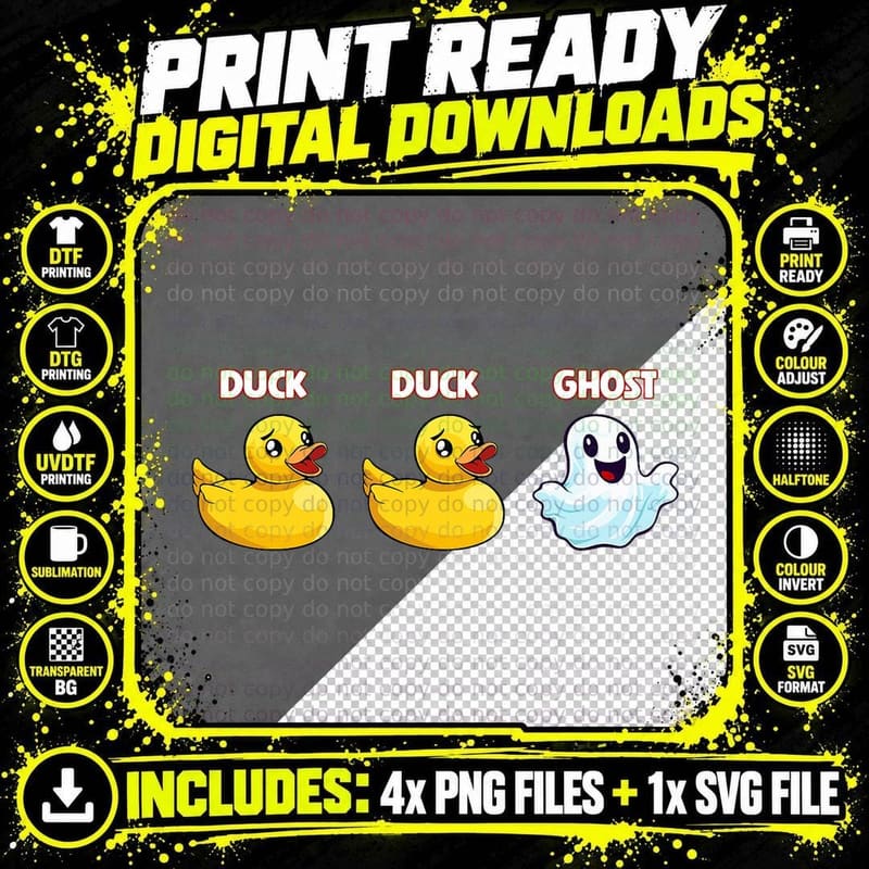 Funny Duck Ghost Pun Meme Men Women Funny Halloween Png SVG Digital Bundle