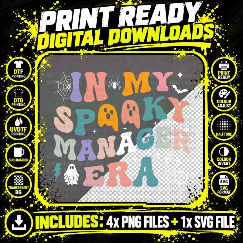 Funny Groovy Halloween in My Spooky Manager Era Costume Png SVG Digital Bundle