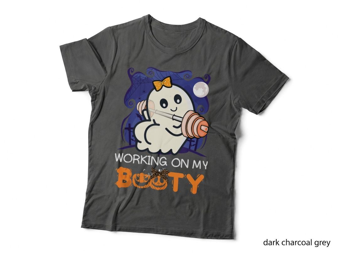 Funny Halloween Gym Ghost Working on My Booty Boo-Ty T-Shirt