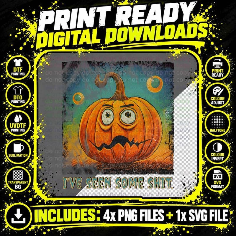 Funny Halloween I've Seen Some Shit Distressed Ghost Png SVG Digital Bundle