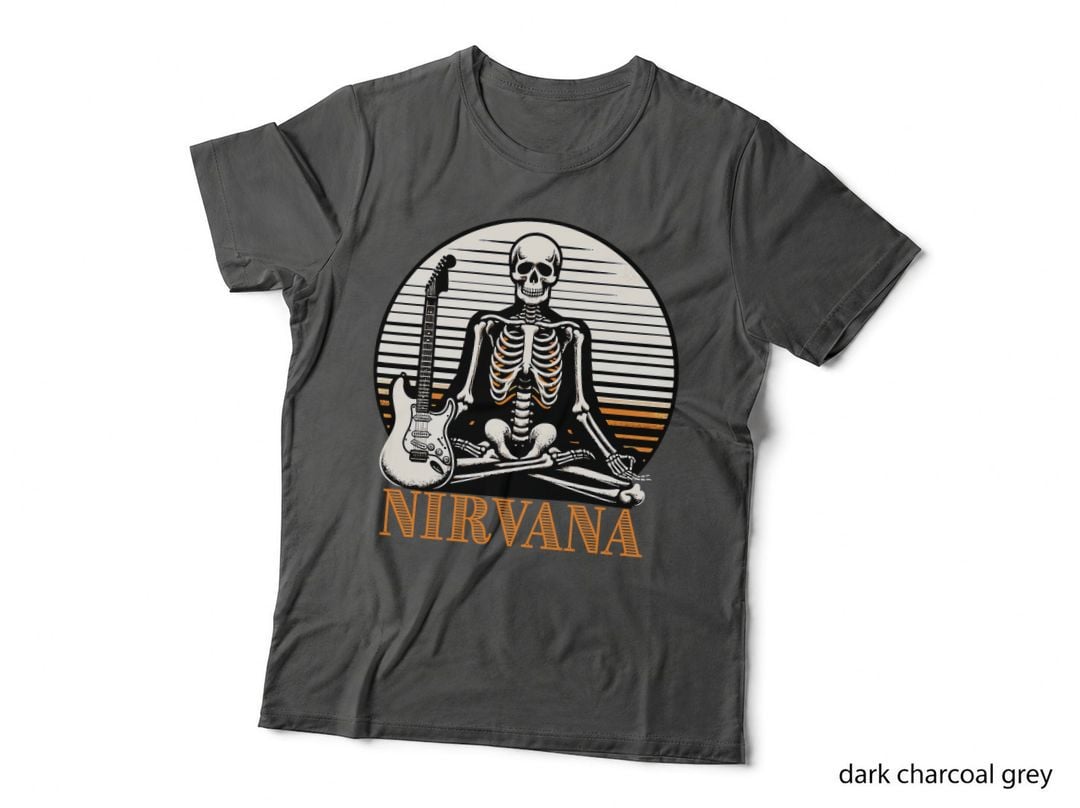 Funny Nirvana Guitar Skeleton Music Lovers Guitarist T-Shirt