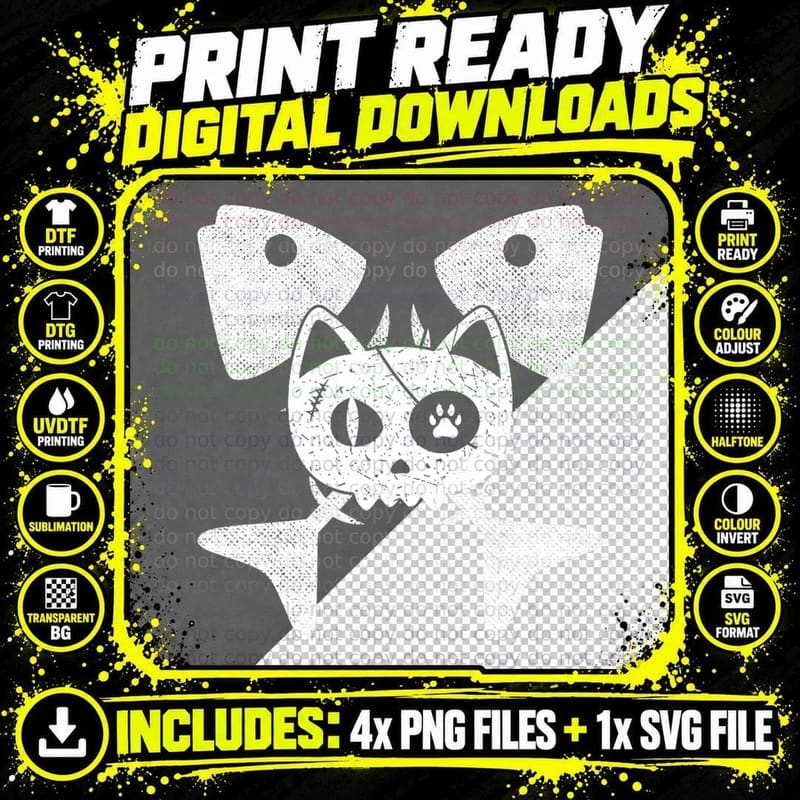 Funny Skeleton Cat Pirate Fish Bones Pirates Flag T-Shirt Png SVG Digital Bundle