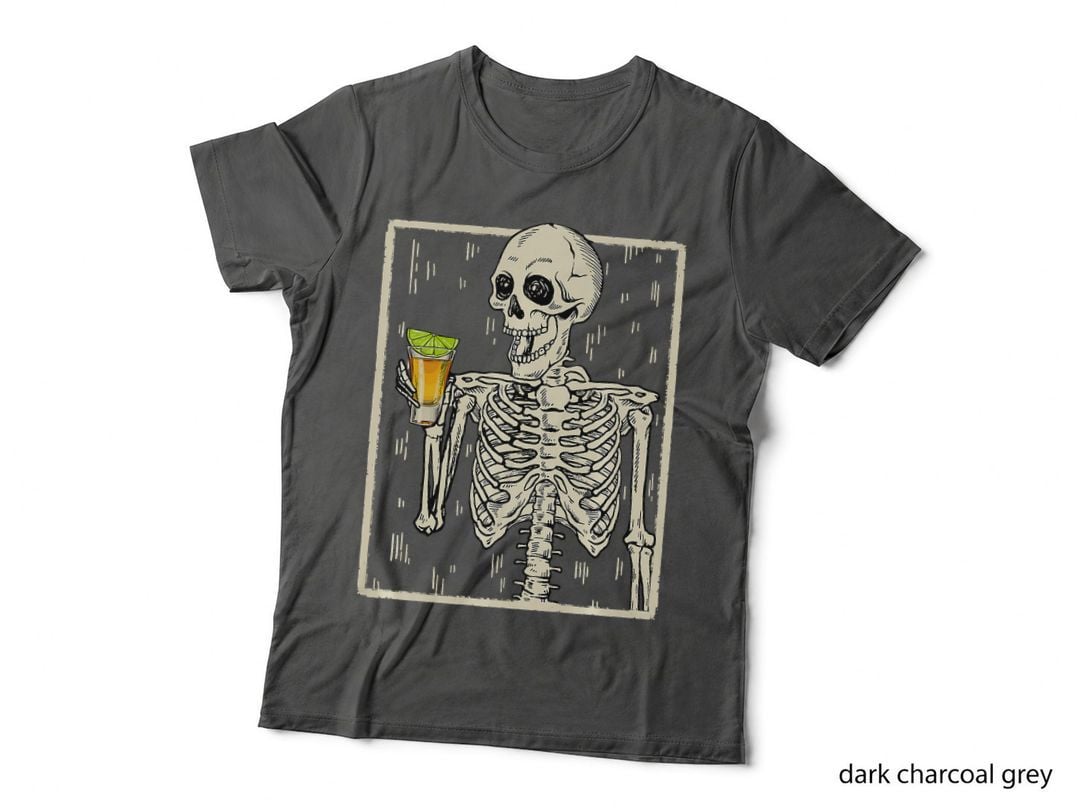 Funny Skeleton Drinking Tequila Halloween Mexican Alcoholic, Funny Drink T-Shirt