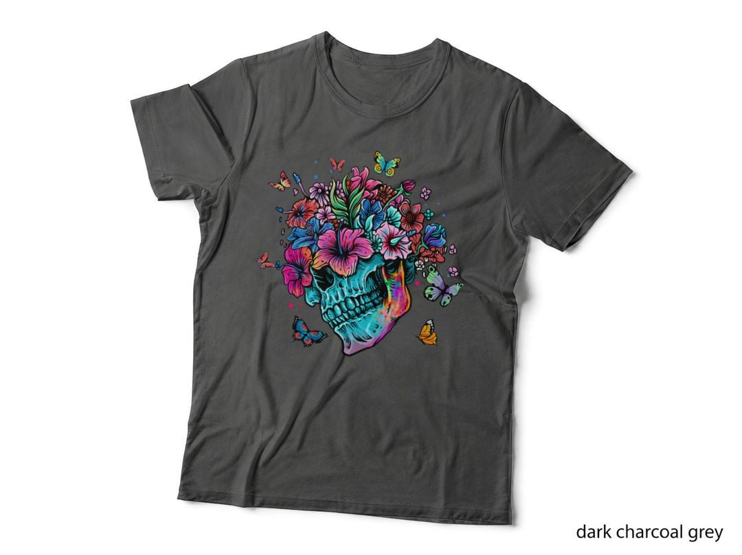 Funny Skeleton Flowers Tulip Sugar Skull Tree Floral Rose T-Shirt