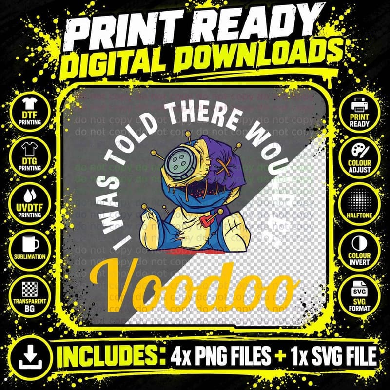 Funny Voodoo Quote Scary Halloween Goth Doll Png SVG Digital Bundle