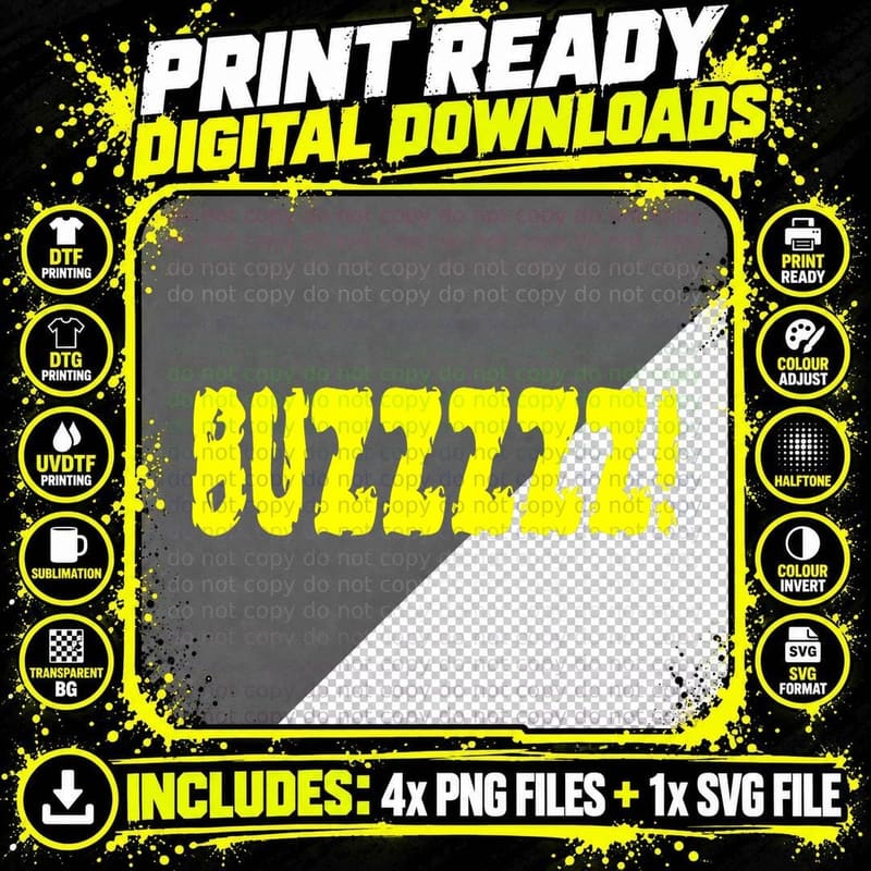 Funny Yellow Bee Buzzzzz Really Scary Creepy Halloween Png SVG Digital Bundle
