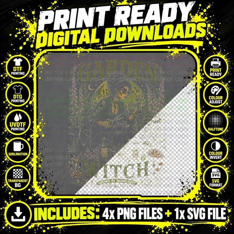 Garden Witch Cottagecore Herbal Witch Vintage Botanical Png SVG Digital Bundle