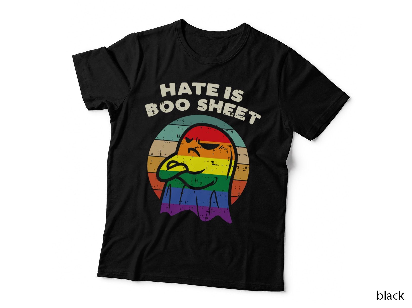 Gay Pride Ghost Hate Boo Sheet Rainbow Flag LGBTQ Men Women T-Shirt